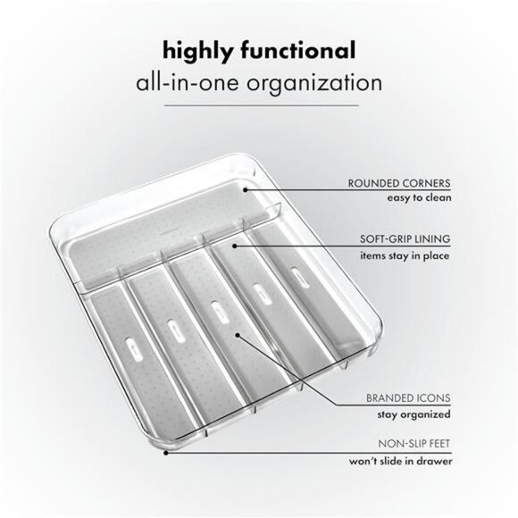 Silverware tray utensil holder kitchen drawer organizer plastic cutlery storage - Picture 6 of 7